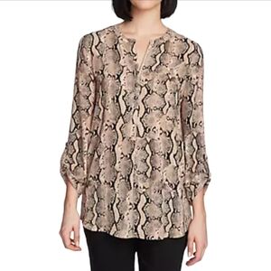 Chaus Snake Print Lightweight Zip Front Top